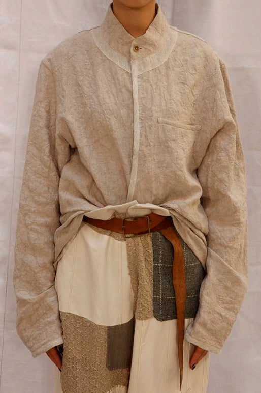 communs single button crinkled linen shirt SS21-C145A